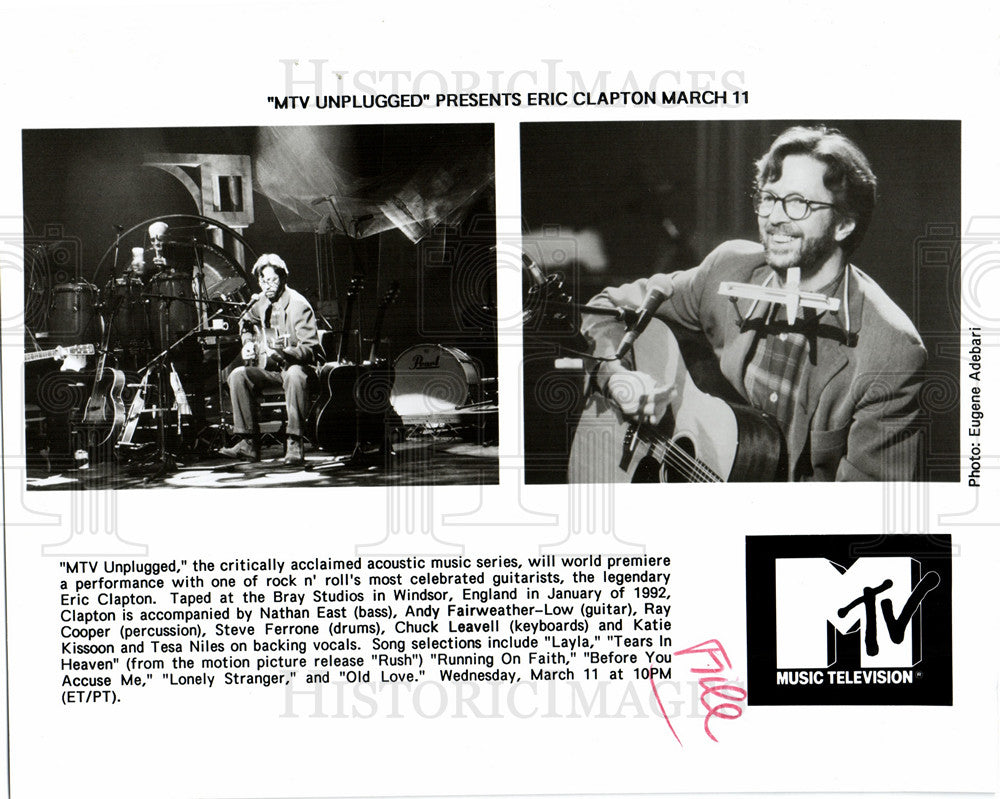 Press Photo Eric Clapton guitarist MTV unplugged - Historic Images