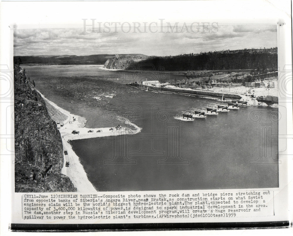 1959 Siberian Damsite Angara River Russia-Historic Images