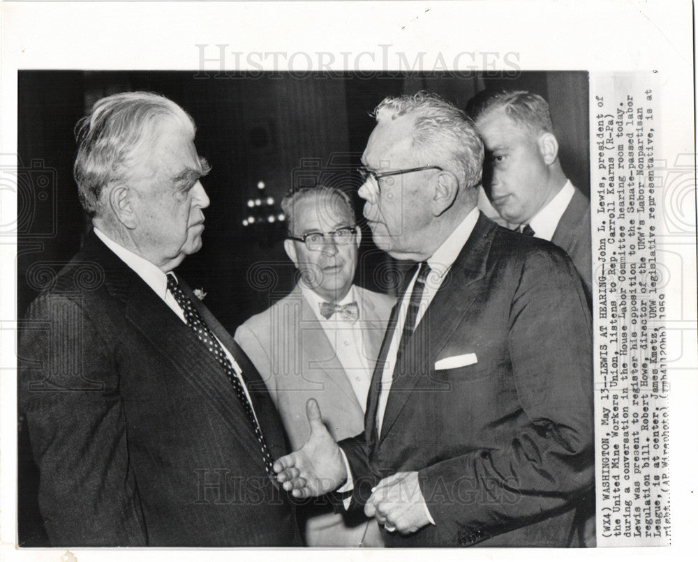 1959 Press Photo John L Lewis Carroll Kearns UMR union - Historic Images