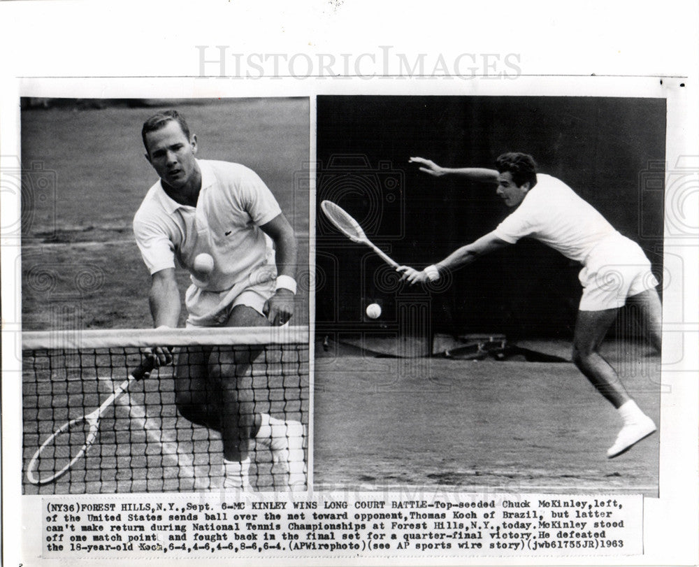  1963 Tennis stars Chuck McKinley Thomas Koch - Historic Images