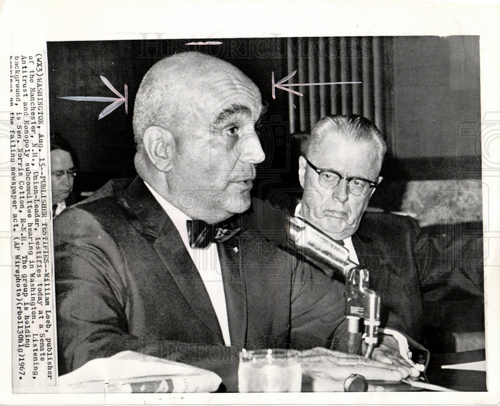 1967 Press Photo William Loeb Manchester Union Leader - Historic Images