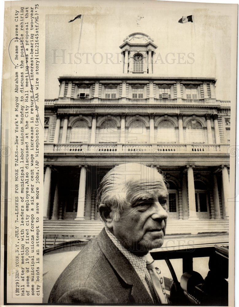 1965 Press Photo Abraham D. Beame NYC mayor City Hall - Historic Images