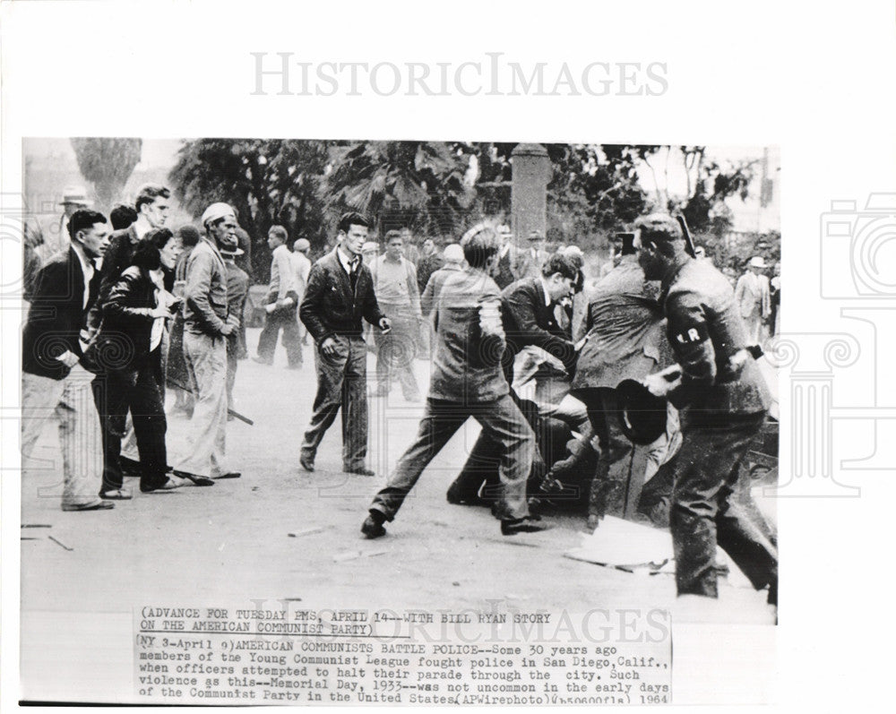 1964 Young Communist League Police Fight - Historic Images