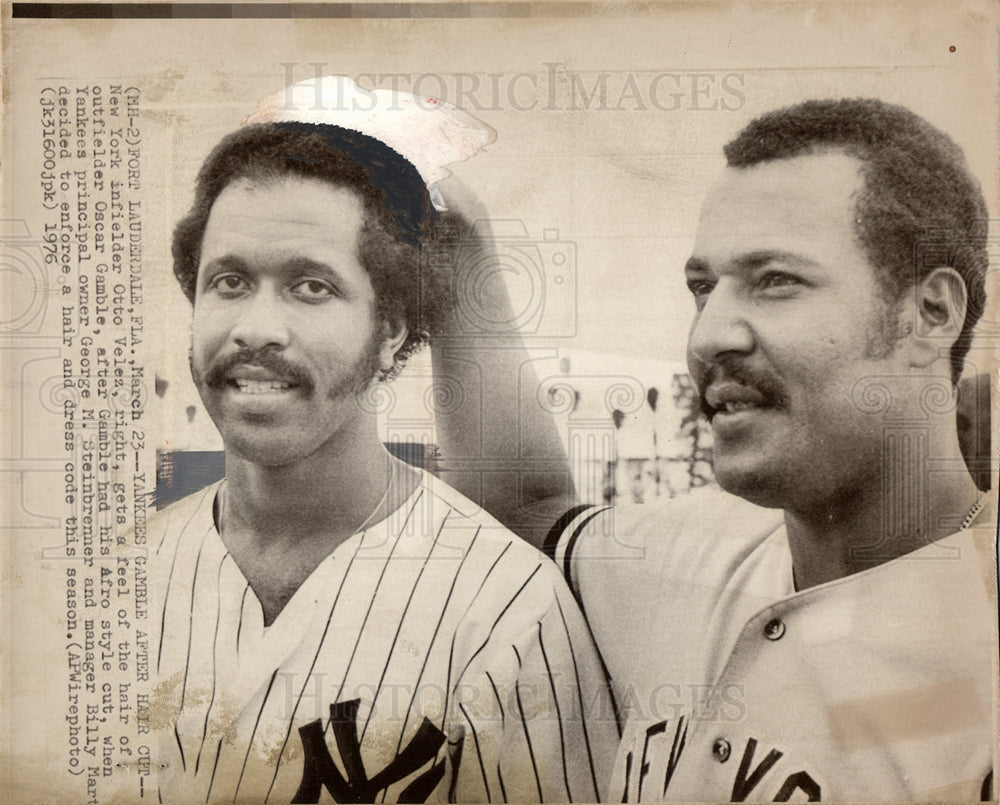 1976 Press Photo Oscar Gamble Outfielder/Designated hit - Historic Images