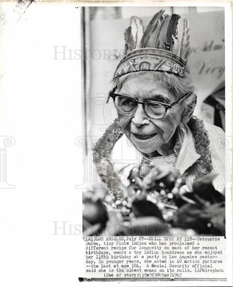 1967 Press Photo Tatzumbie DuPee Piute Indian LA - Historic Images