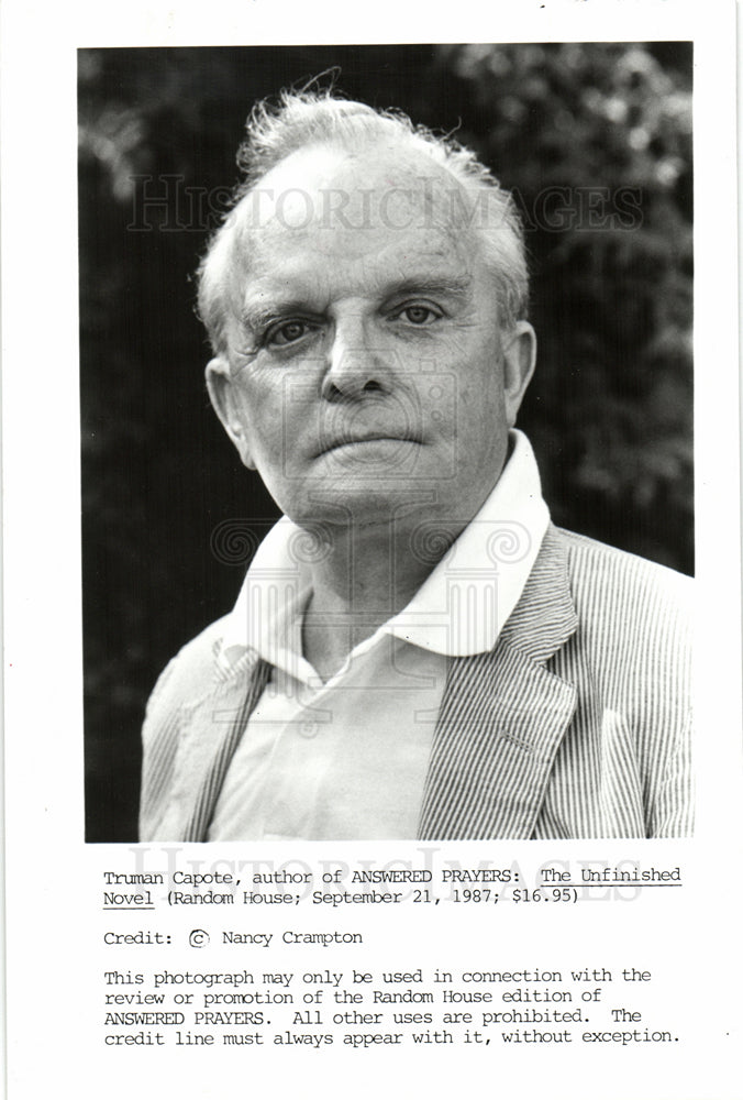 1987 Press Photo Truman Capote American comedian writer - Historic Images