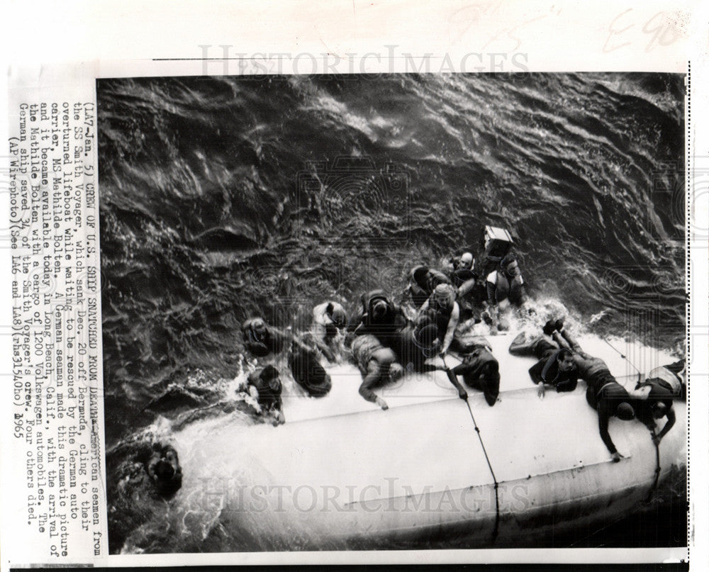 1965 Press Photo SS Smith American Sailors Lifeboat - Historic Images