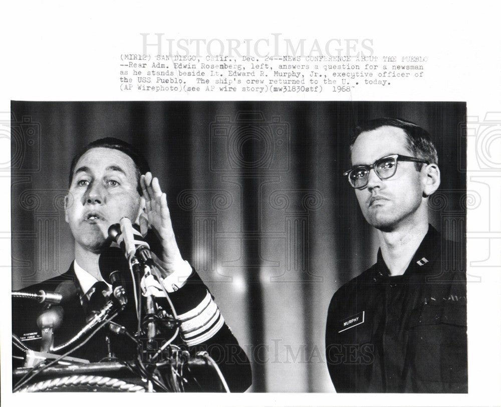 1968 Press Photo Pueblo Edwin Rosenberg Rear Admiral - Historic Images