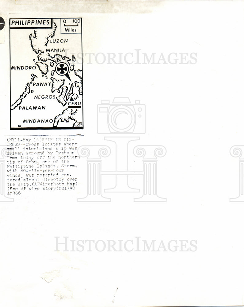 1966 Press Photo small ship accident Philippine island - Historic Images