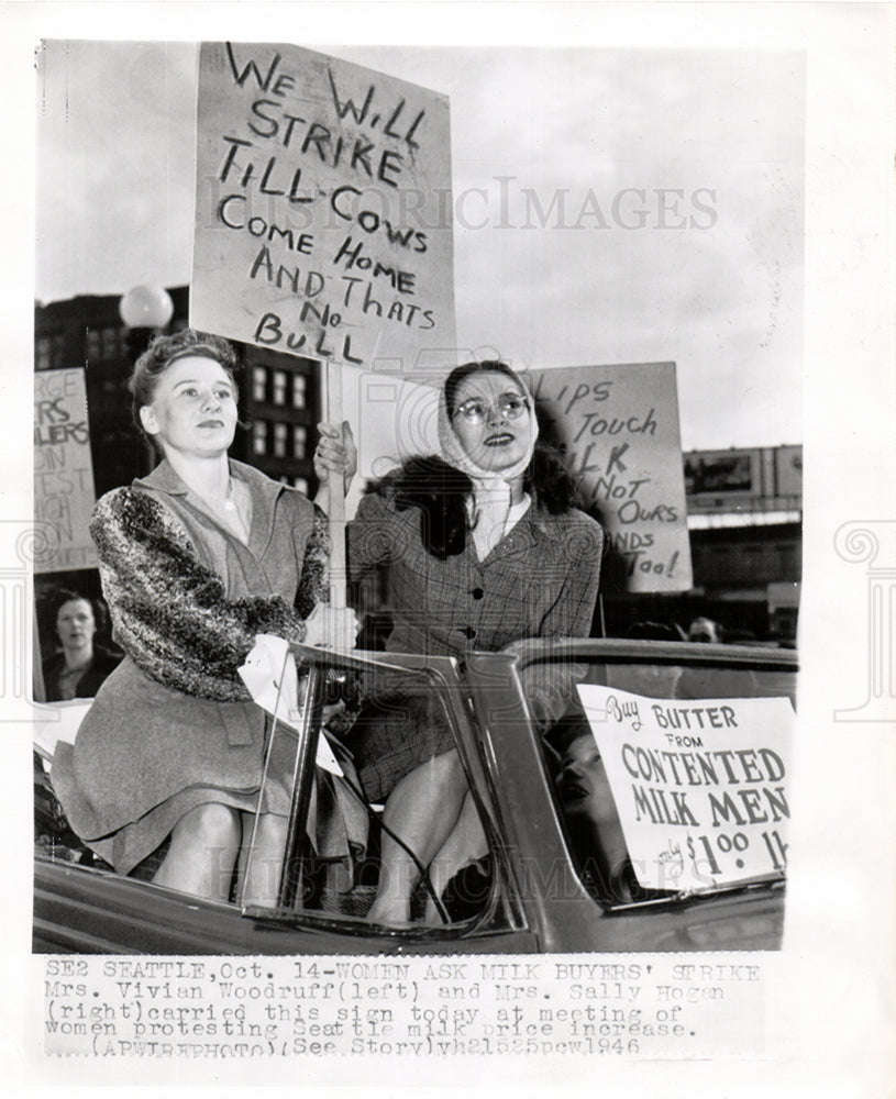 1946 Press Photo Milk Buyers&#39; Strike Women Protest - Historic Images