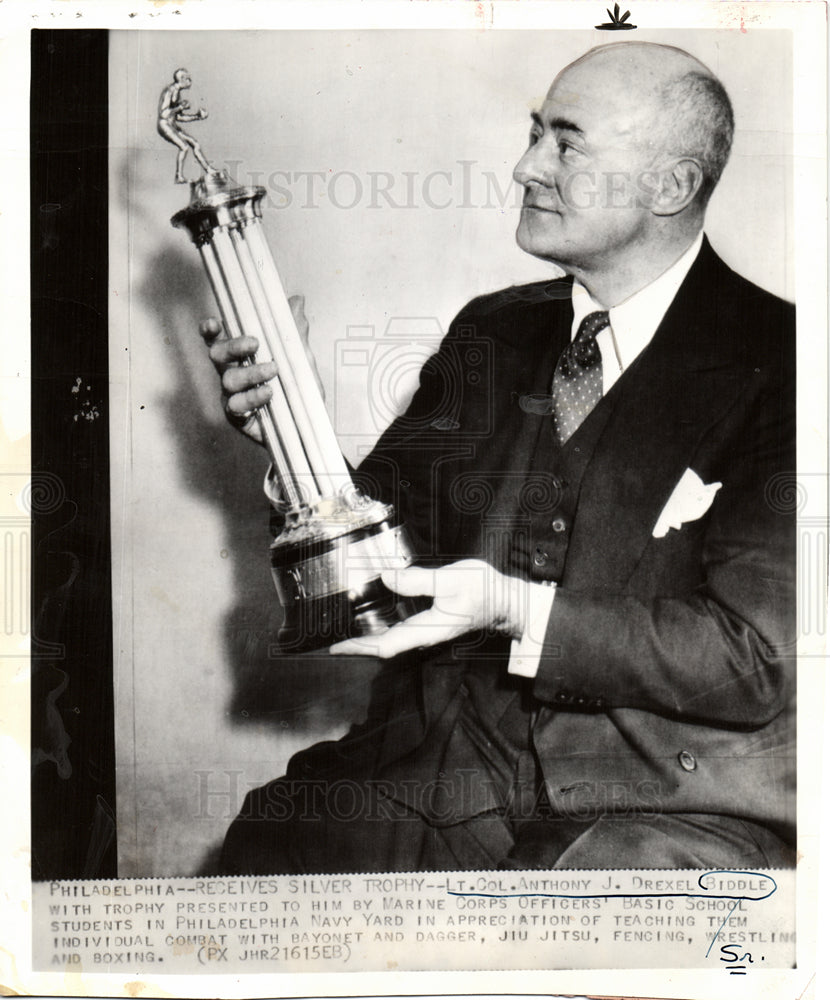 1936 Press Photo Anthony Drexel Biddle Marine trophy - Historic Images