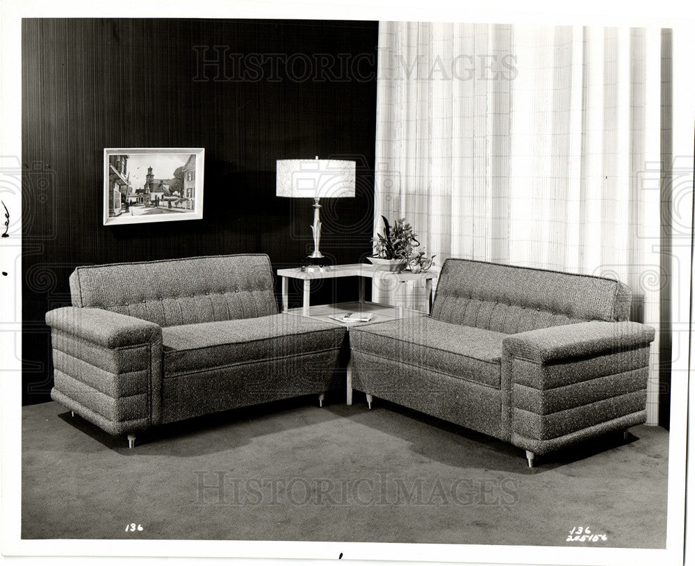 Press Photo Nineteen Fifties Living Room Furniture - Historic Images