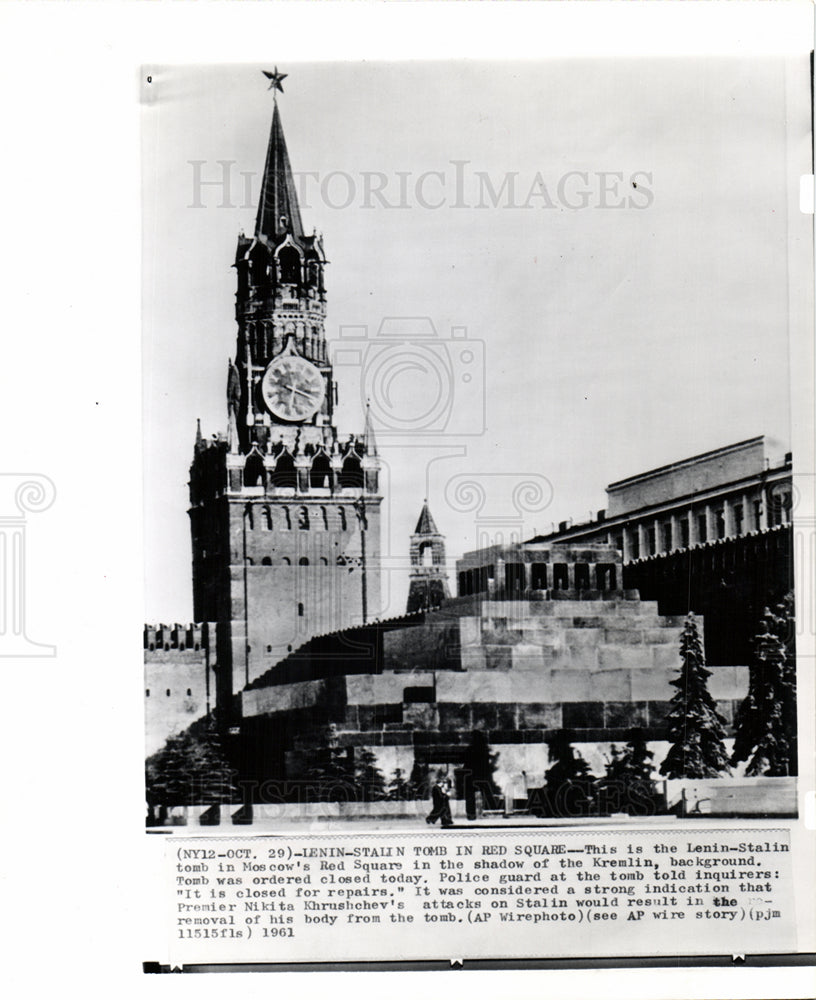 1961 Press Photo Lenin-Stalin Tomb Red Square Moscow - Historic Images