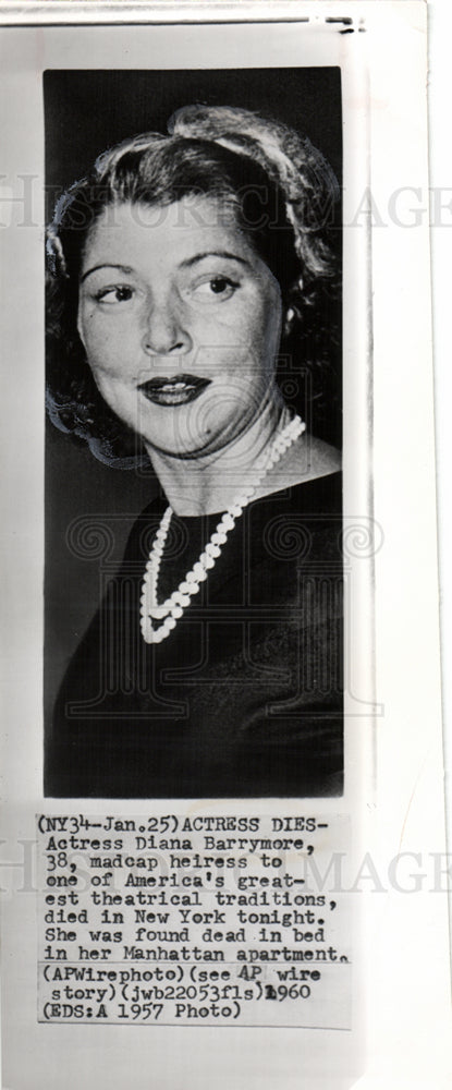 1960 Press Photo Diana Barrymore dies - Historic Images