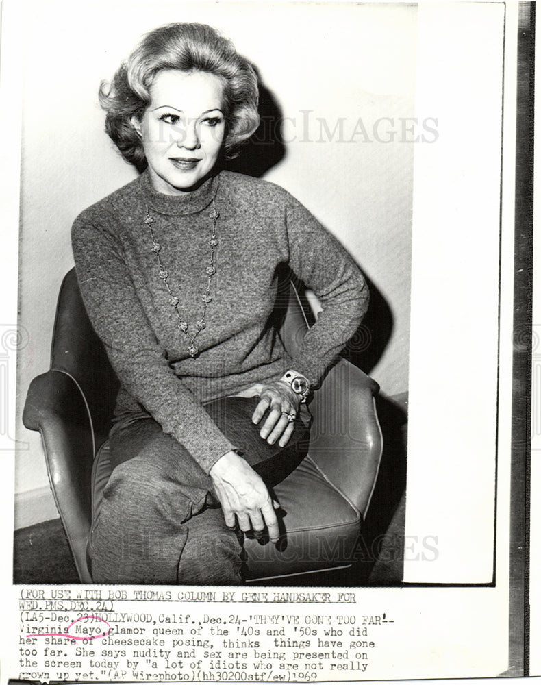 1969 Press Photo Virginia Mayo American glamor queen - Historic Images