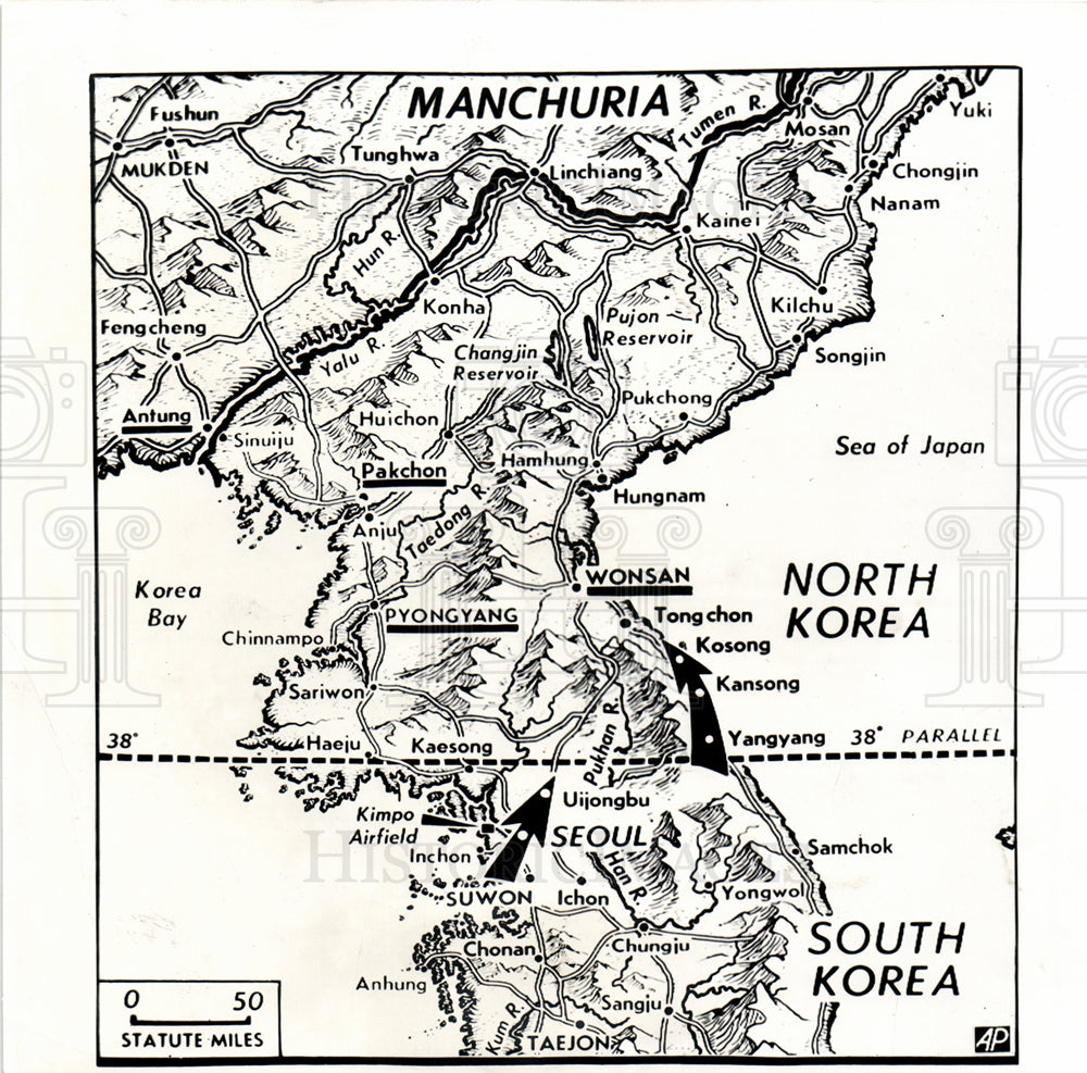 1950 Press Photo Korea troops Kosong Tongchon Wonsan - Historic Images