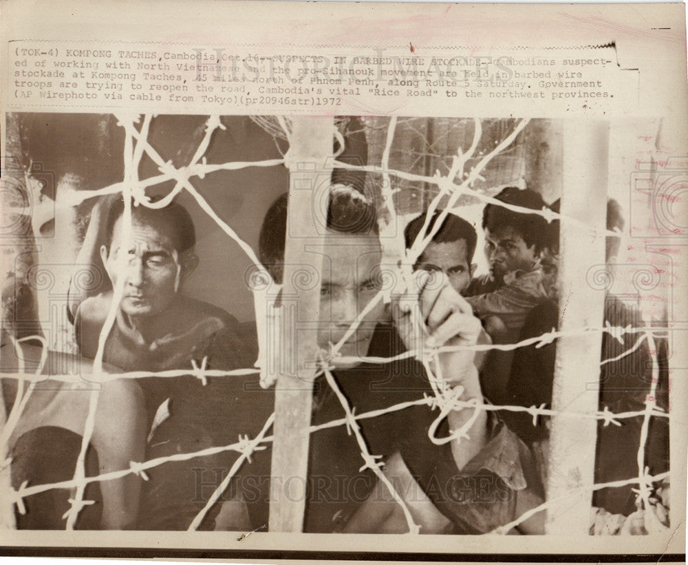 1972 Kompong Taches Cambodian POW Rice Road-Historic Images