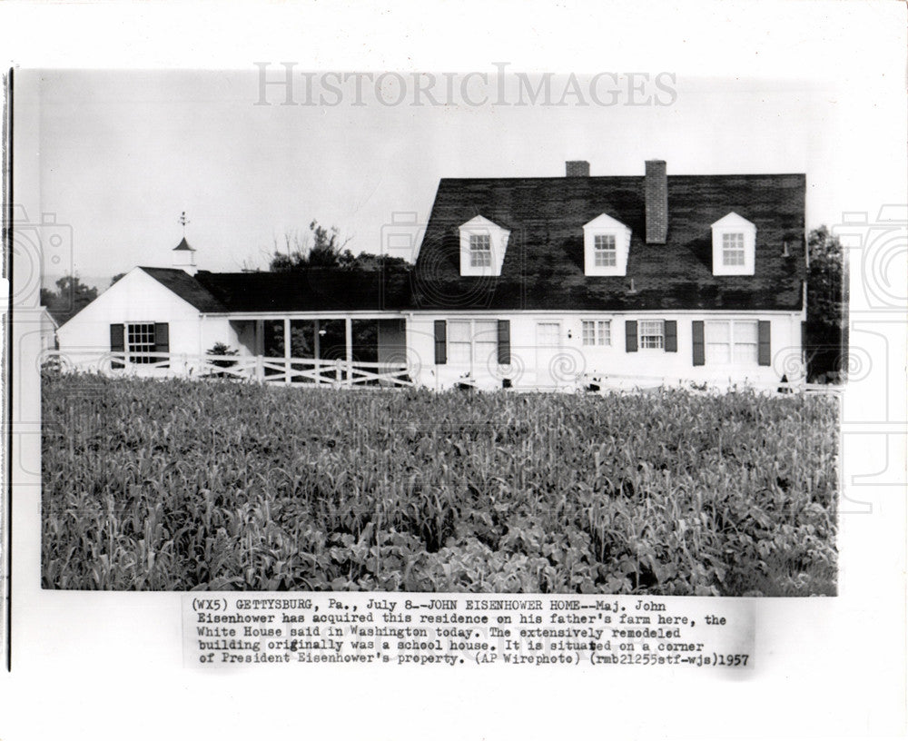 1957 Press Photo John Eisenhower Home Gettsbury PA - Historic Images