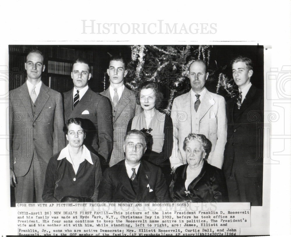 1964 Press Photo J.D.R Roosevelt President U.S.A - Historic Images