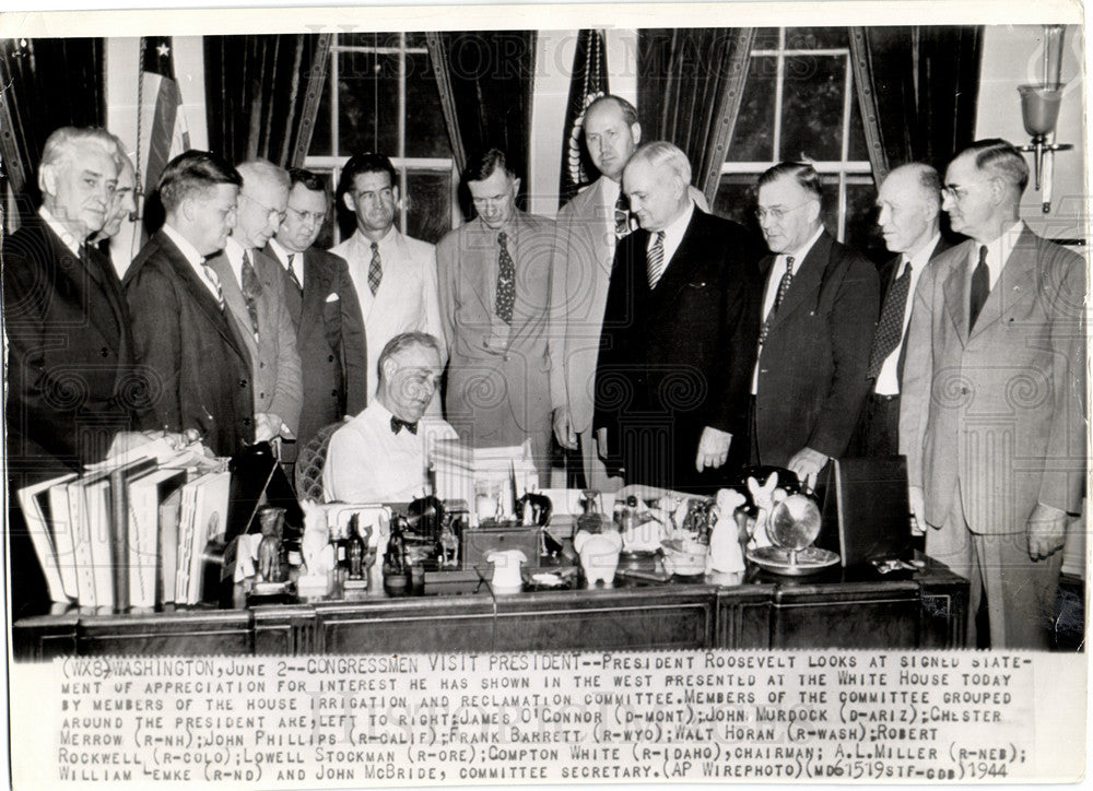 1944 Press Photo President Roosevelt congressmen - Historic Images