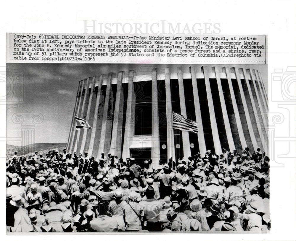 1966 Press Photo Levi Eshkol Israel Kennedy Memorial - Historic Images