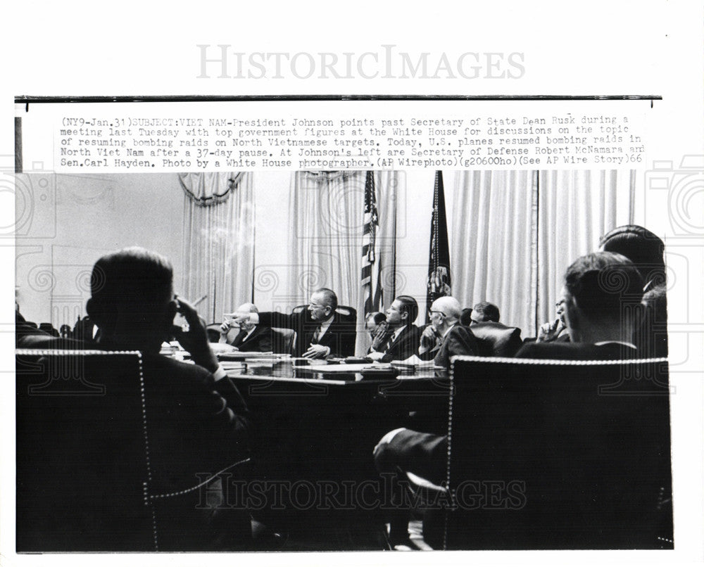 1966 Press Photo President Johnson Cabinet White House - Historic Images