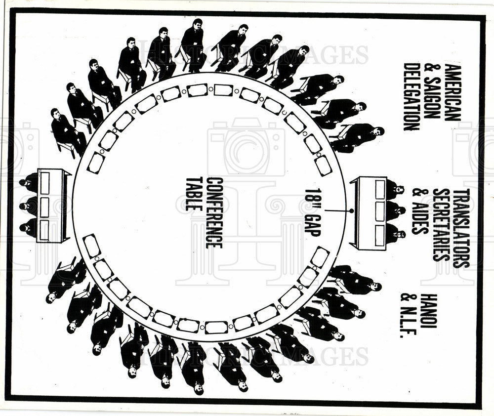 1969 Press Photo Peace Talks Vietnam Conference Table - Historic Images