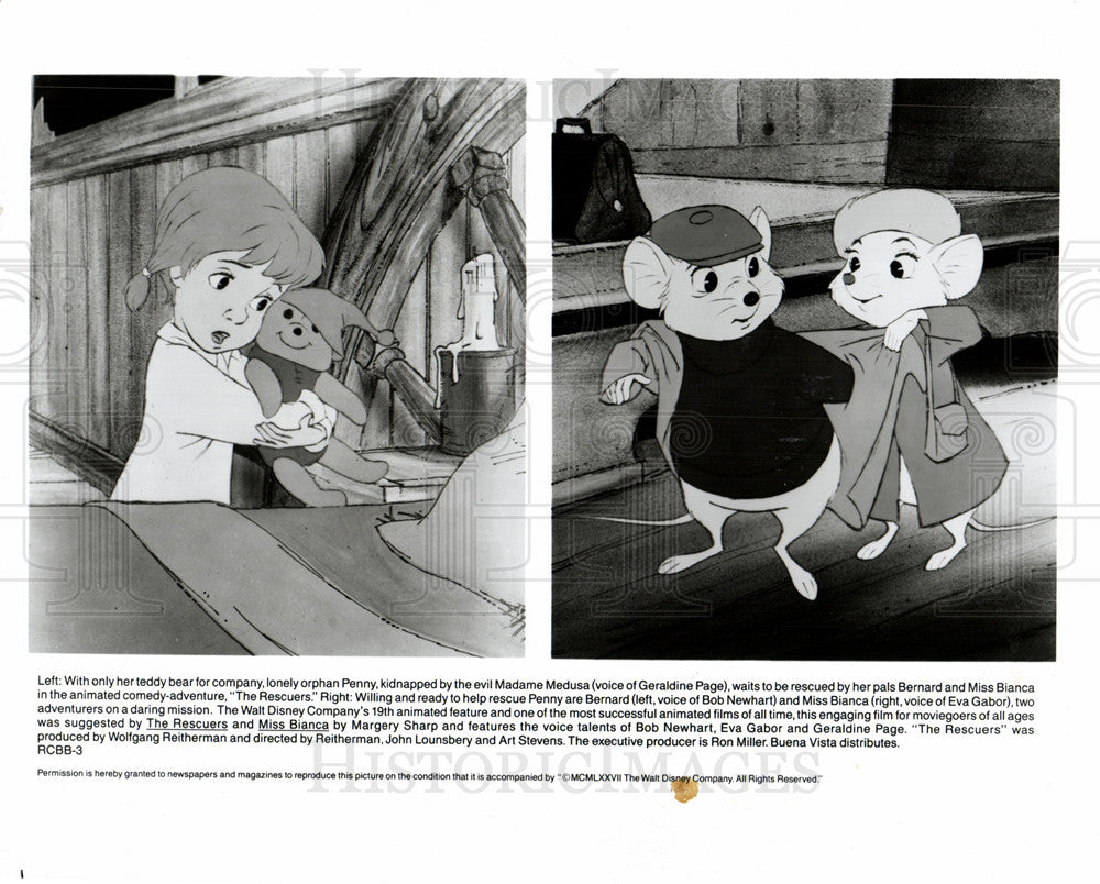 1989 Press Photo The Rescuers animated film - Historic Images