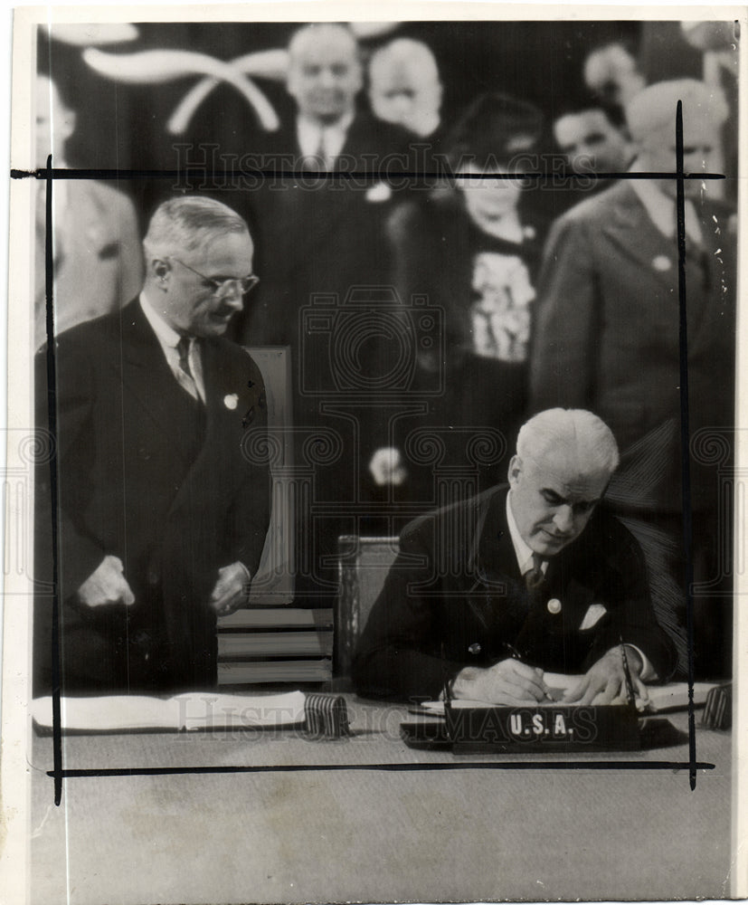 1945 Press Photo United Nations charter Truman Edward - Historic Images