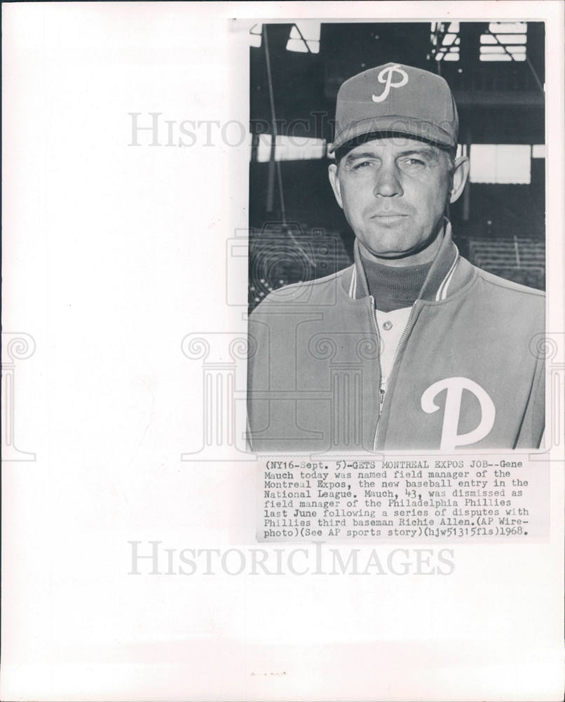 1968 Gene Mauch Montreal Expos Baseball-Historic Images