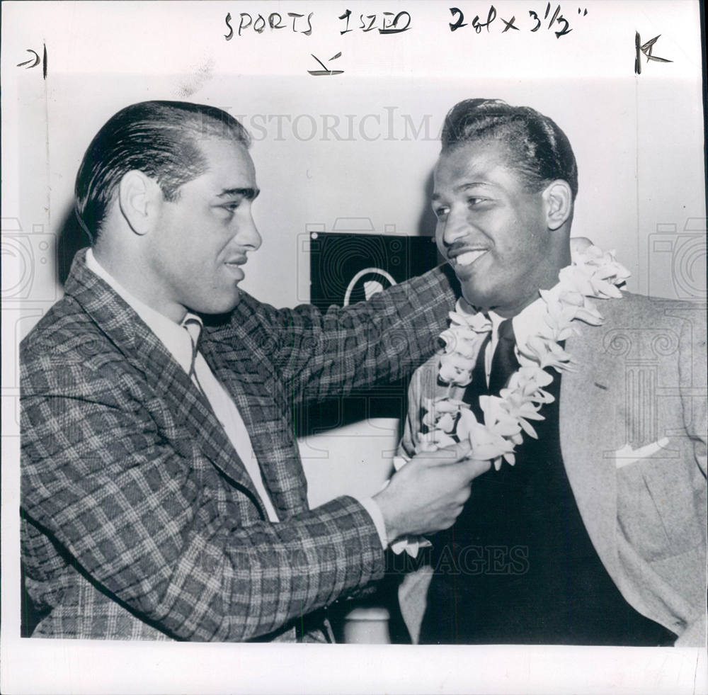 1955 Press Photo Men Greeting each other - Historic Images