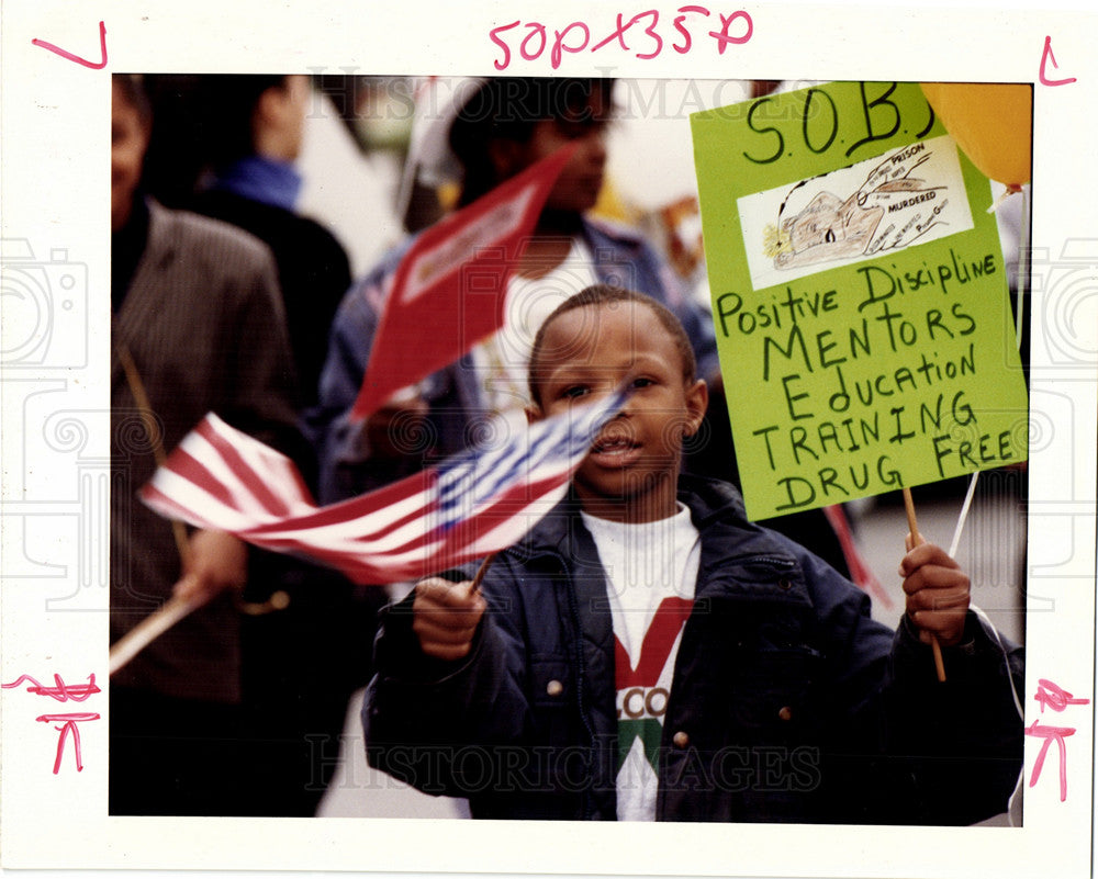 1992 Press Photo Children Detroit Drug Violence Rally - Historic Images