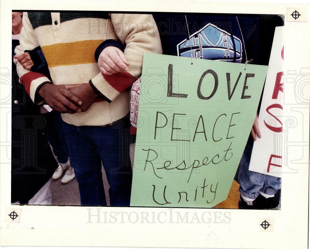 1990 Press Photo Detroit Race March Unity Michigan - Historic Images