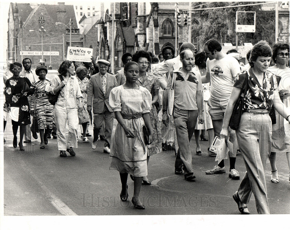 1983 Press Photo Protest Martin King Woodward Detroit - Historic Images