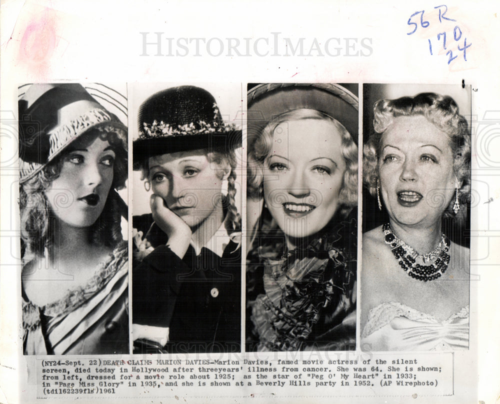 1961 Press Photo Marion Davies American actress - Historic Images