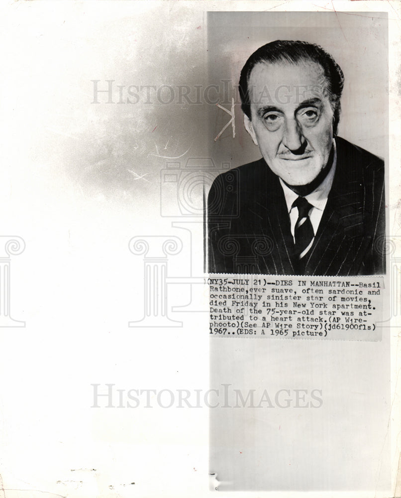 1967 Basil Rathbone British actor Historic Images