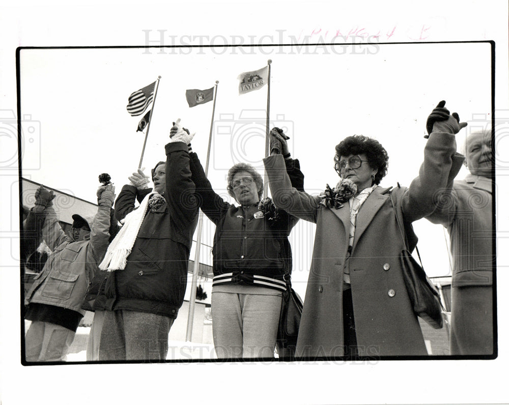 1990 Press Photo Participants Gulf troops American - Historic Images