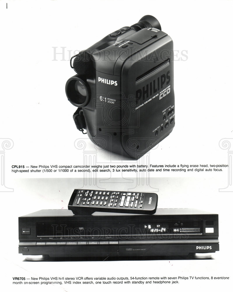 1990 Press Photo Philips VHS compact camcorder - Historic Images