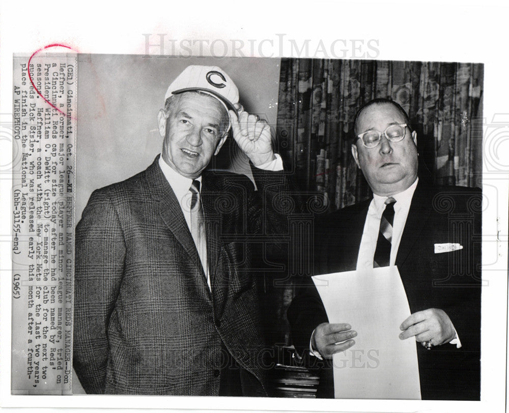 1965 Press Photo Donald Henry Heffner baseball manager - Historic Images
