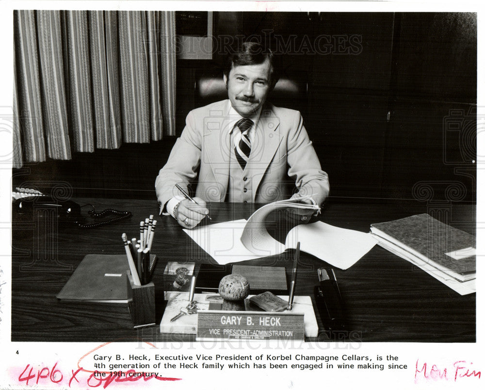 1980 Press Photo Gary Heck Korbel Champagne Cellars - Historic Images