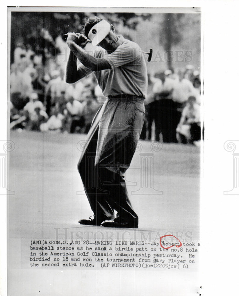 1961 Press Photo Junius Joseph "Jay" Hebert  golfer - Historic Images