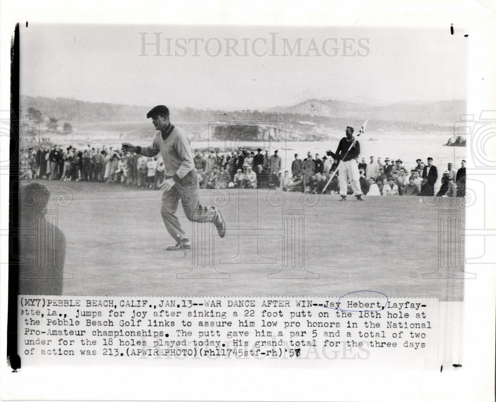 1957 Press Photo Jay Herbert Pebble Beach Golf Tour - Historic Images
