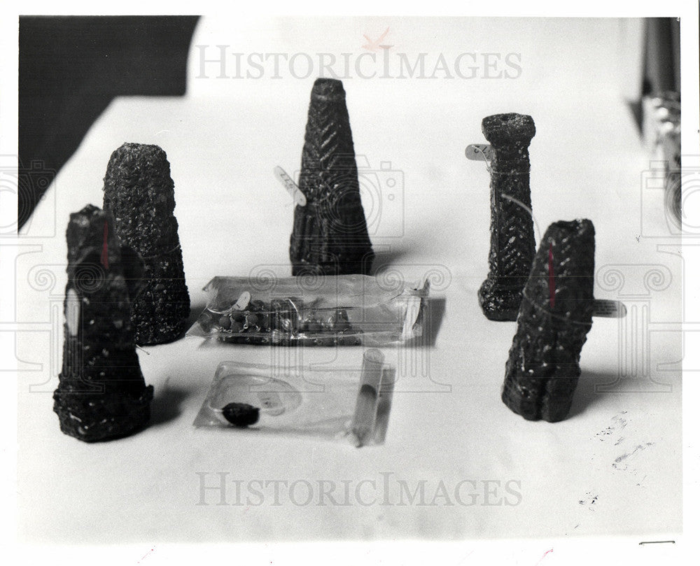 Press Photo silver candlesticks rosary beads wreck - Historic Images