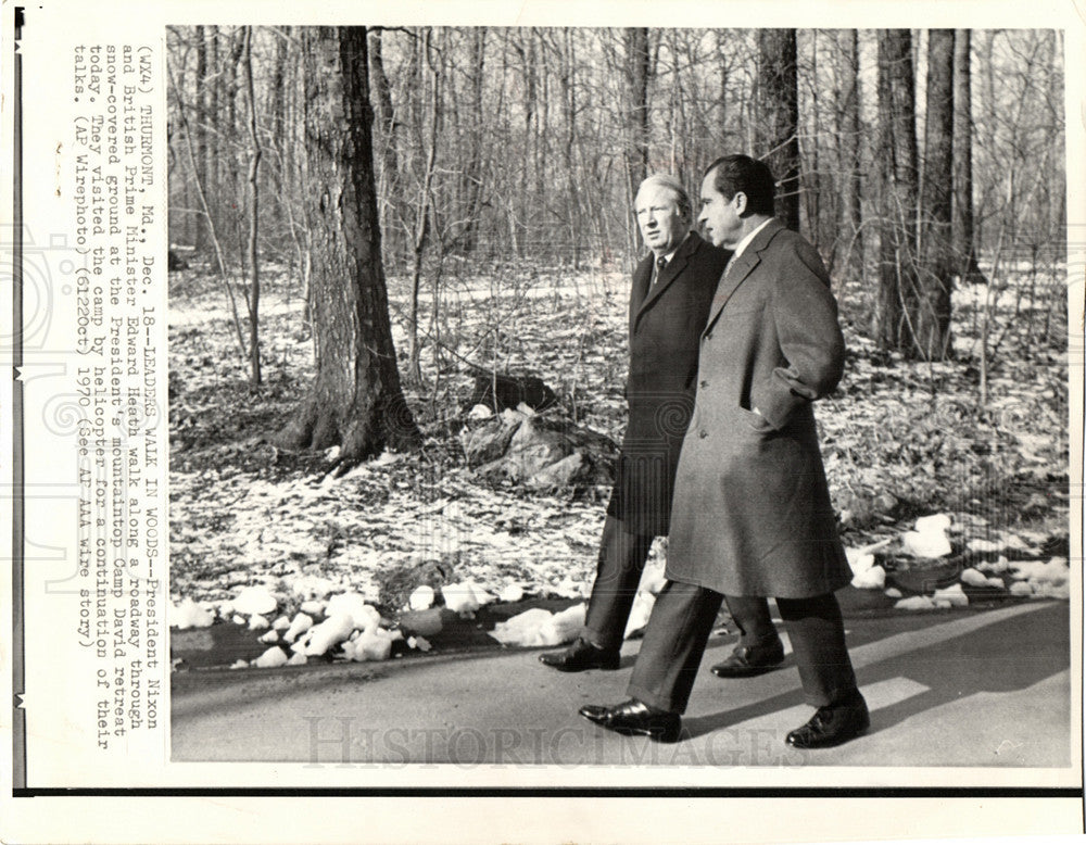 1970 Press Photo Richard Nixon Edward Heath Camp David - Historic Images