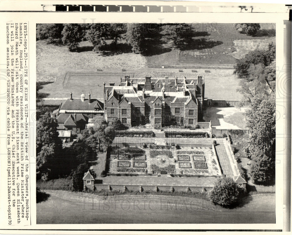 1970 Press Photo Chequers Edward Heath Queen Elizabeth - Historic Images