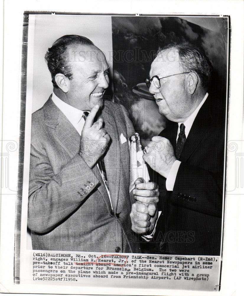 1958 Press Photo Sen Homer Capehart William Hearst MD - Historic Images