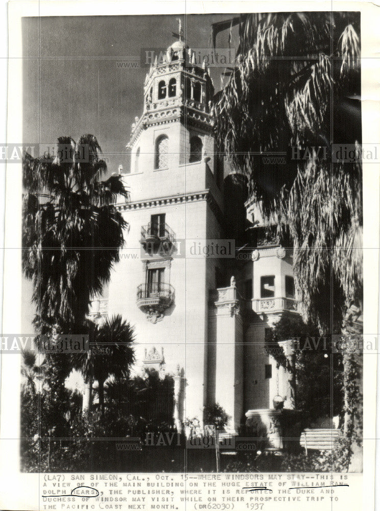 1937 Press Photo San Simeon Mansion Hearst Castle - Historic Images