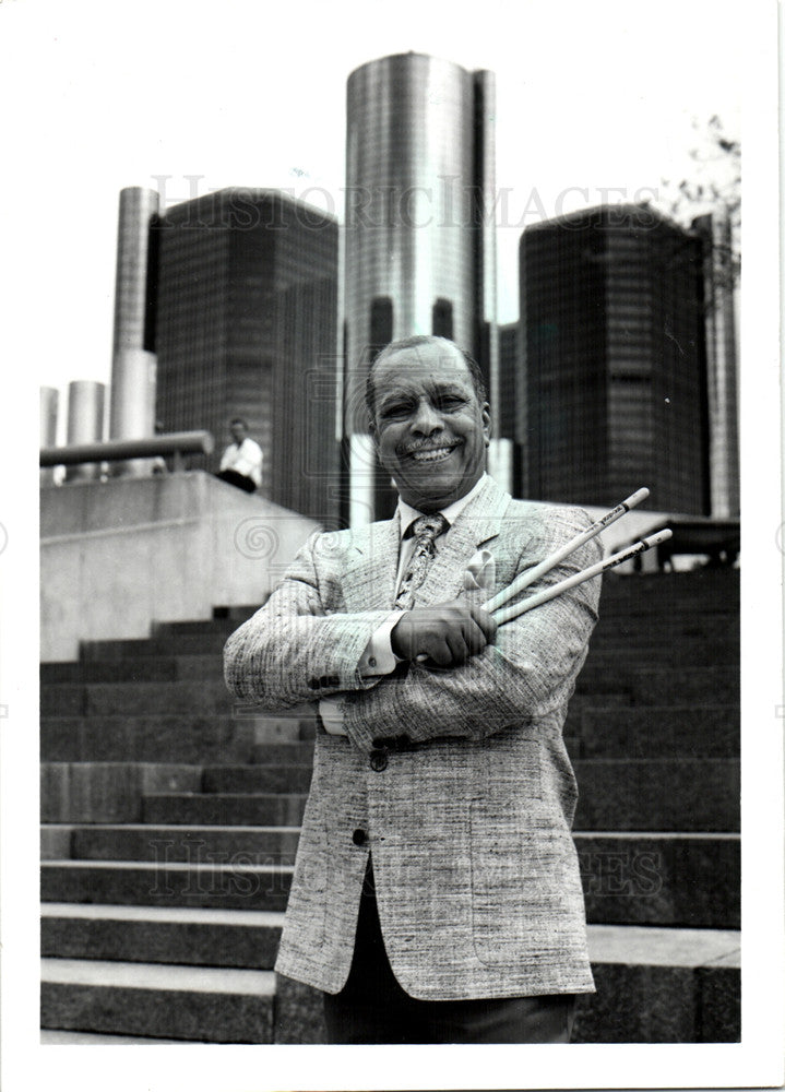 1987 Press Photo J.C. Heard Detroit drummer Sam&#39;s Jams - Historic Images