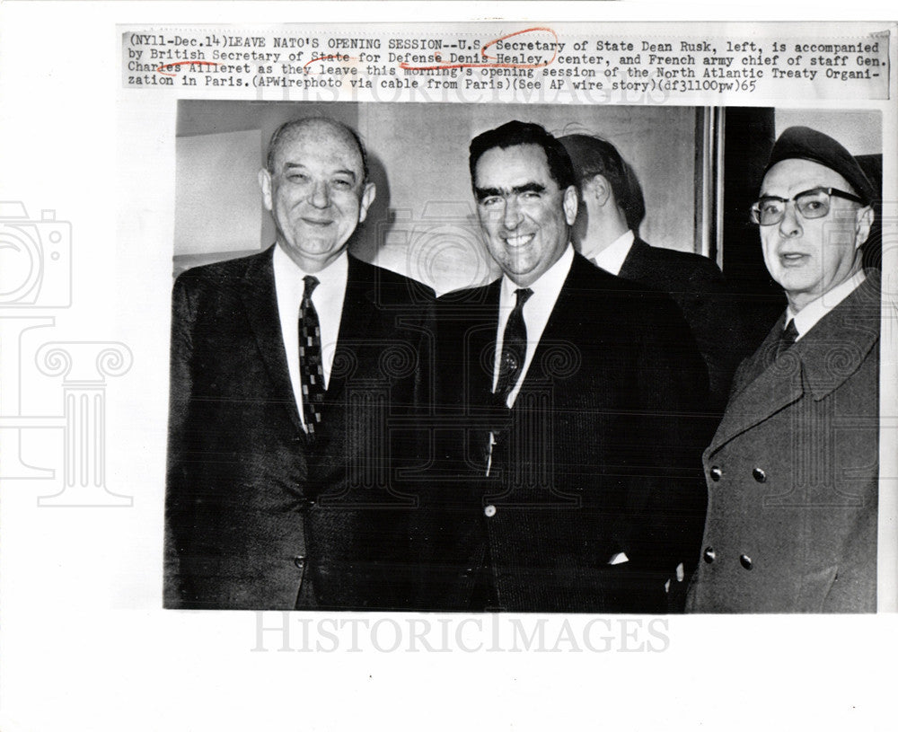 1965 Press Photo Dean Rusk Denis Healey Sec. of State - Historic Images