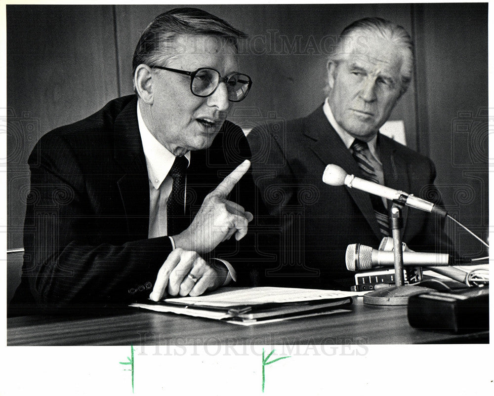 1986 Press Photo Richard Headlee George Romney Michigan - Historic Images